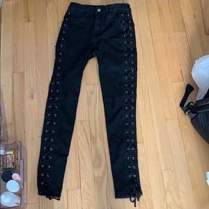 H&M Jeans with Lace up detail on the side.